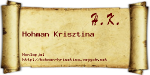 Hohman Krisztina névjegykártya